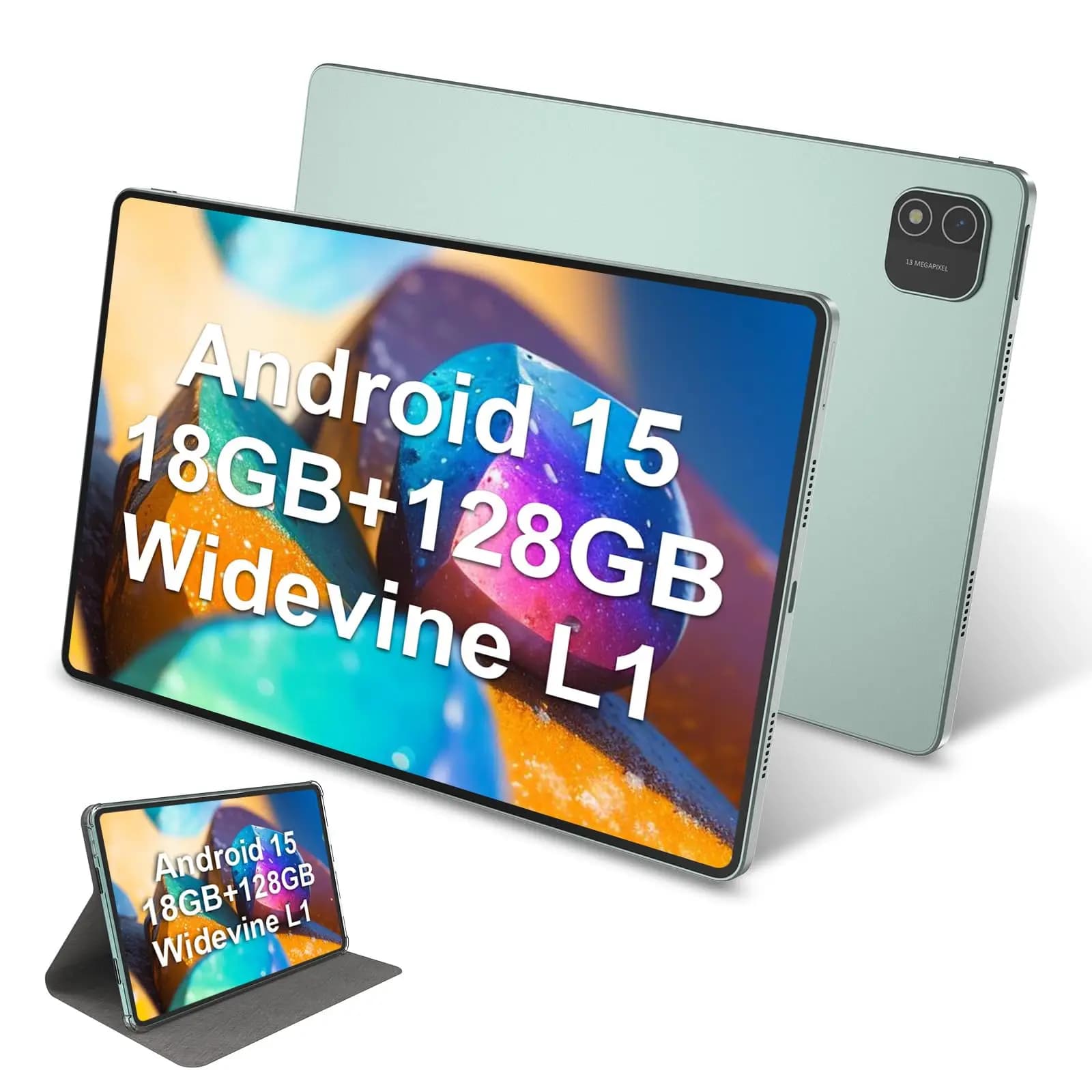 Azeyou Tablet Android da 11 pollici, 18 GB di RAM 128 GB di ROM, T606, Android 15, 1200x1920 FHD Touch Screen Batteria da 8000 mAh