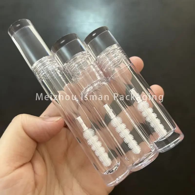 50 pcs crystal clear vacuum luxury reusable bottle mascara container packing rod paper tube with silicone brush 5 ml 8 ml