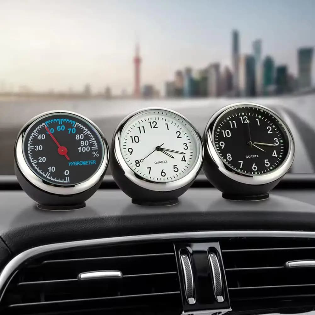 Mini orologio digitale per auto, orologio automatico, termometro per autoveicoli, igrometro, decorazione adatta all'interno dell'orologio ornamentale del veicolo