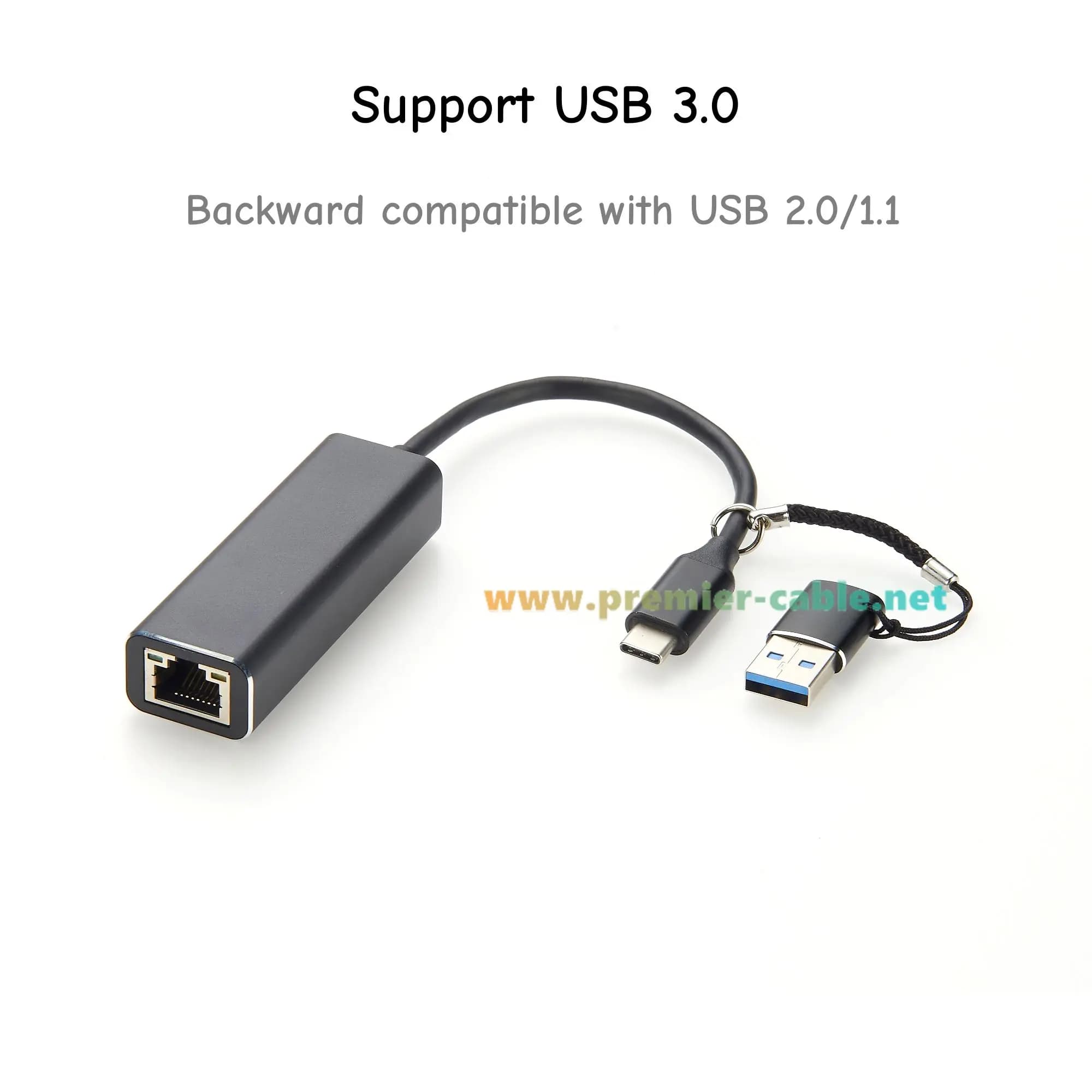Cavo adattatore Ethernet USB 3.0 USB C a RJ45 da 2500 Mbps, 2 in 1, da USB Type C a scheda di rete LAN da 2,5 Gbps per PC Windows MacBook