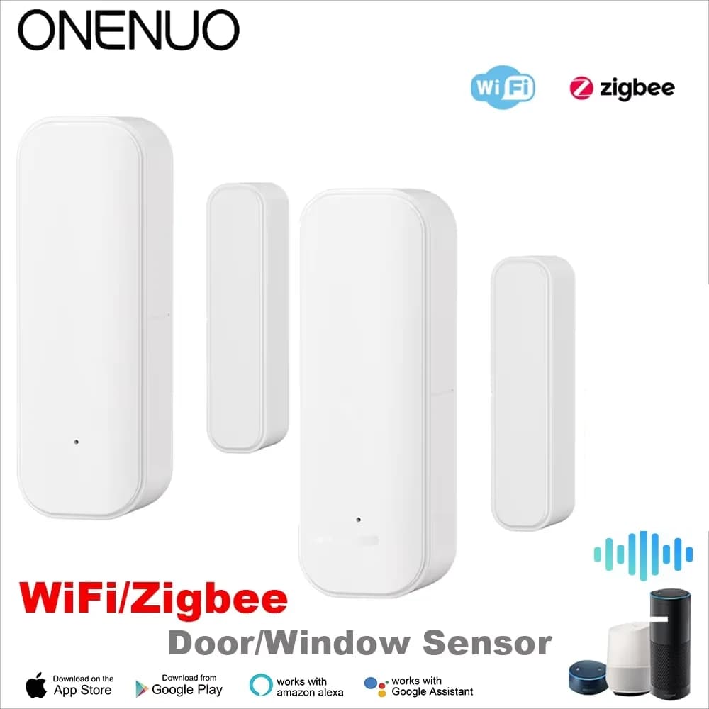 Sensore per porte e finestre WiFi o Zigbee con batteria Sistema di allarme di sicurezza domestica intelligente Controllo vocale tramite Alexa Google Home Smart