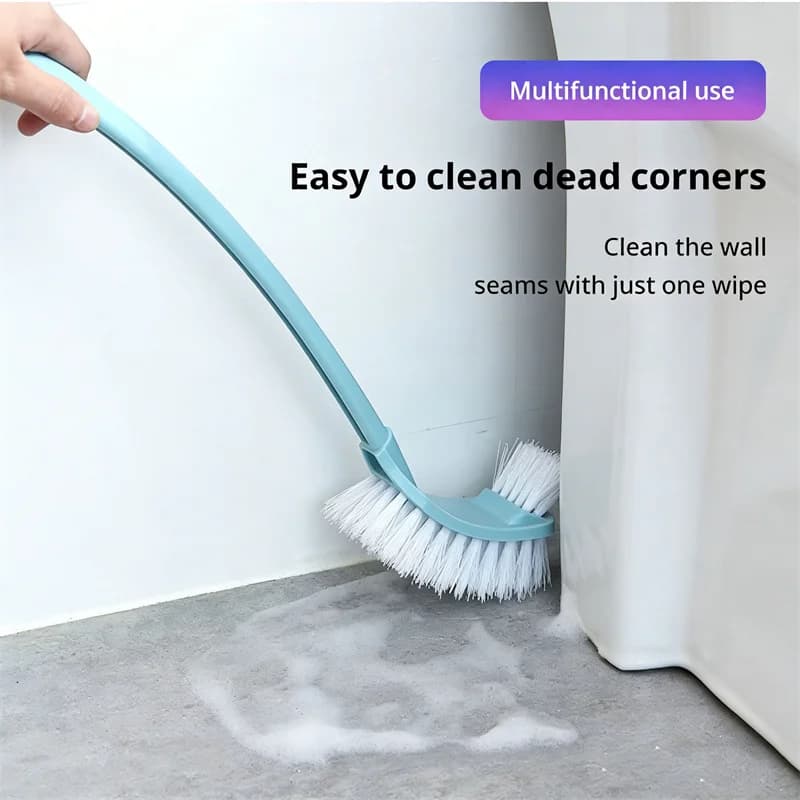 Spazzola per WC Multifunzione a Doppia Testa con Setole Morbide, Manico Lungo Curvo in Plastica per Pulizia Bagno e Angoli