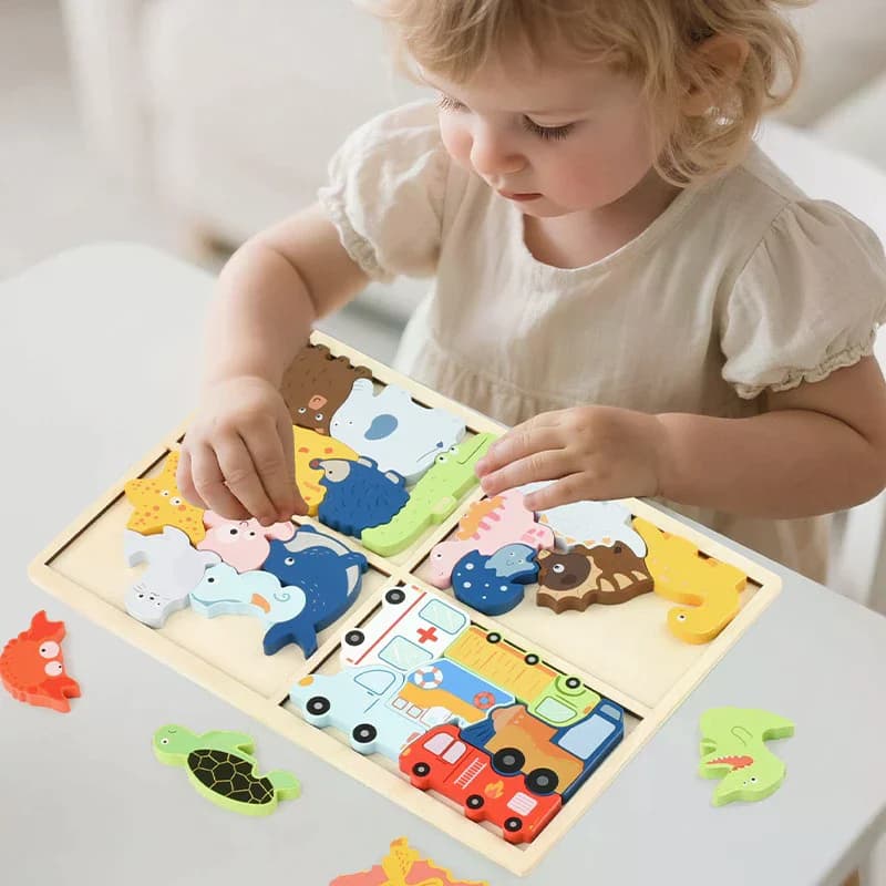 Puzzle in legno giocattolo per bambini Puzzle 3D creativo per lo sviluppo dell'intelligenza dei bambini Giocattolo educativo Ealia per bambini