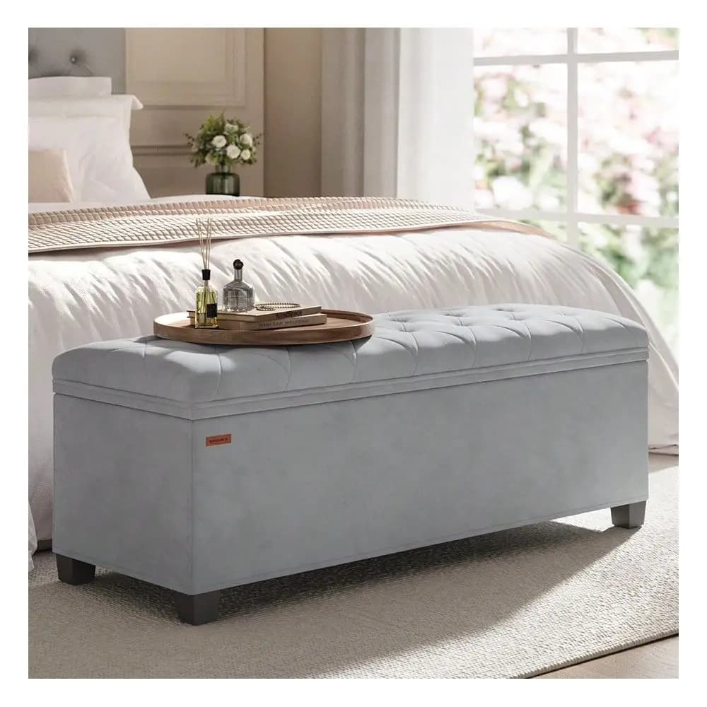Panca contenitore elegante e funzionale con gambe, perfetta come poggiapiedi per soggiorno, camera da letto o ingresso, con dimensioni di 15,7.