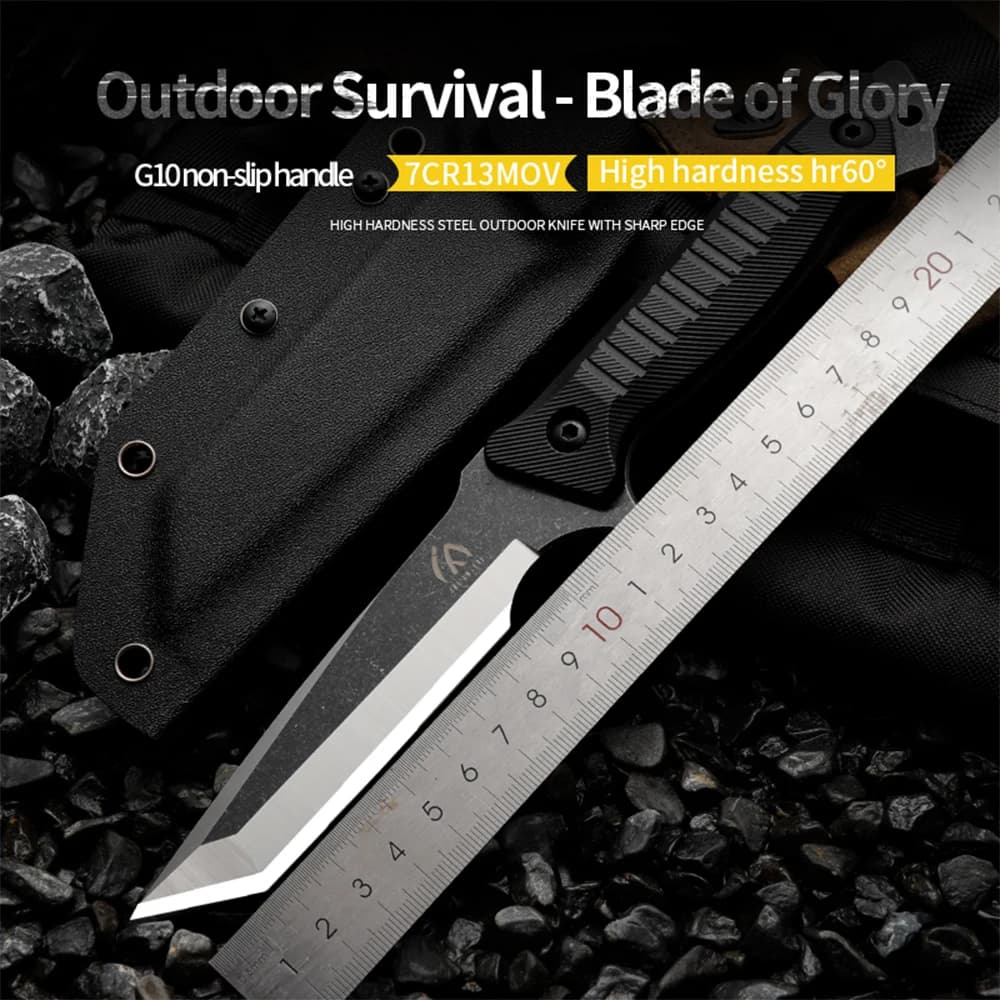 HUANGFU coltello da esterno in acciaio 7 cr13mov ad alta durezza escursionismo campeggio caccia coltello da sopravvivenza coltello da salvataggio a lama fissa coltello portatile