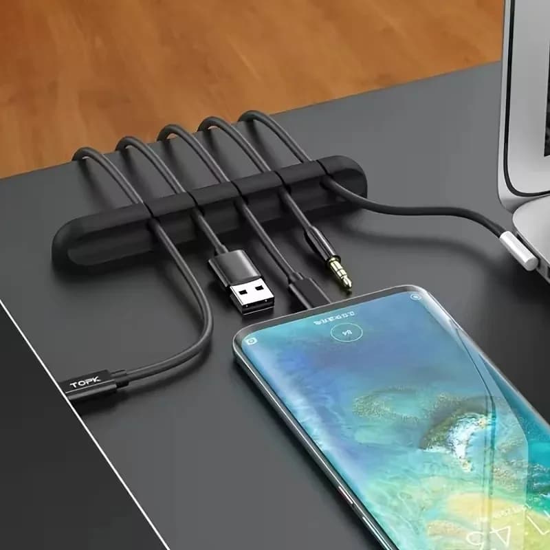 2 Pezzi Organizzatore Flessibile per Cavi, Supporto per Cavi USB, Clip in Silicone per Protezione di Mouse, Tastiera e Auricolari