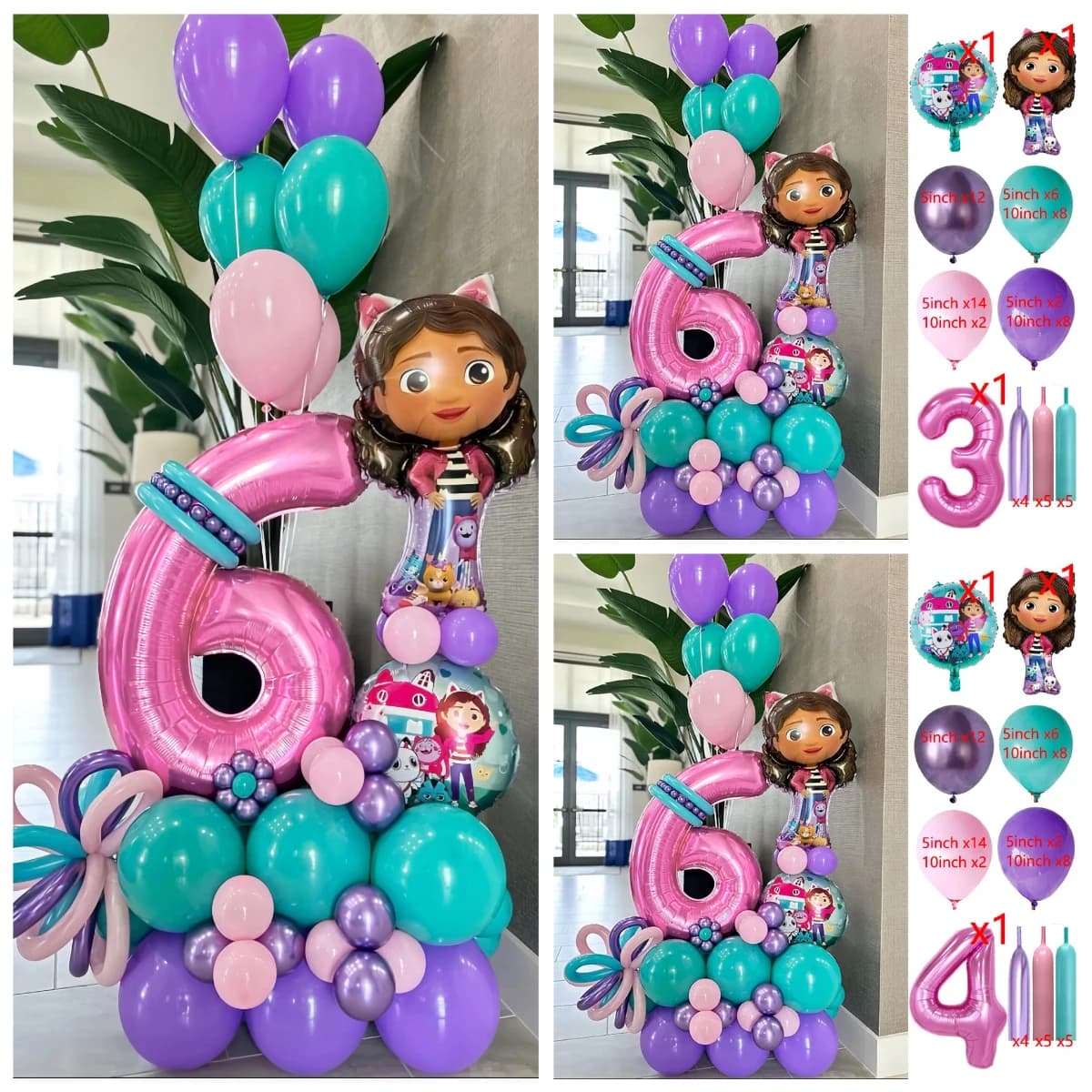 69 pezzi carino Gabby Dollhouse gatti tema palloncino decorazione festa di compleanno per bambini palla in lattice palla bambola Gabby ragazza palloncino giocattolo