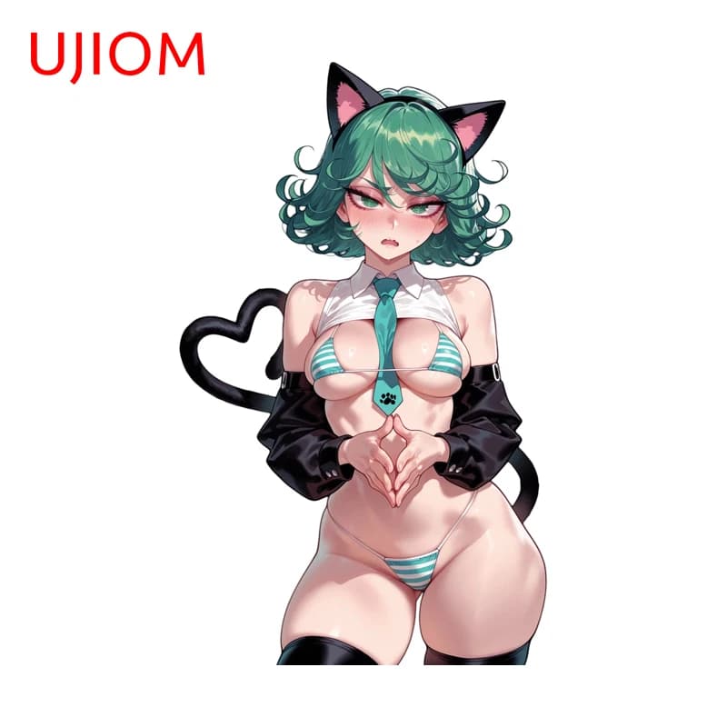 UJIOM Sexy Cat Ears Girl Tatsumaki Wall Sticker Premium Creative Design Waterproof Decal Suitable For Bedroom Bathroom Decor
