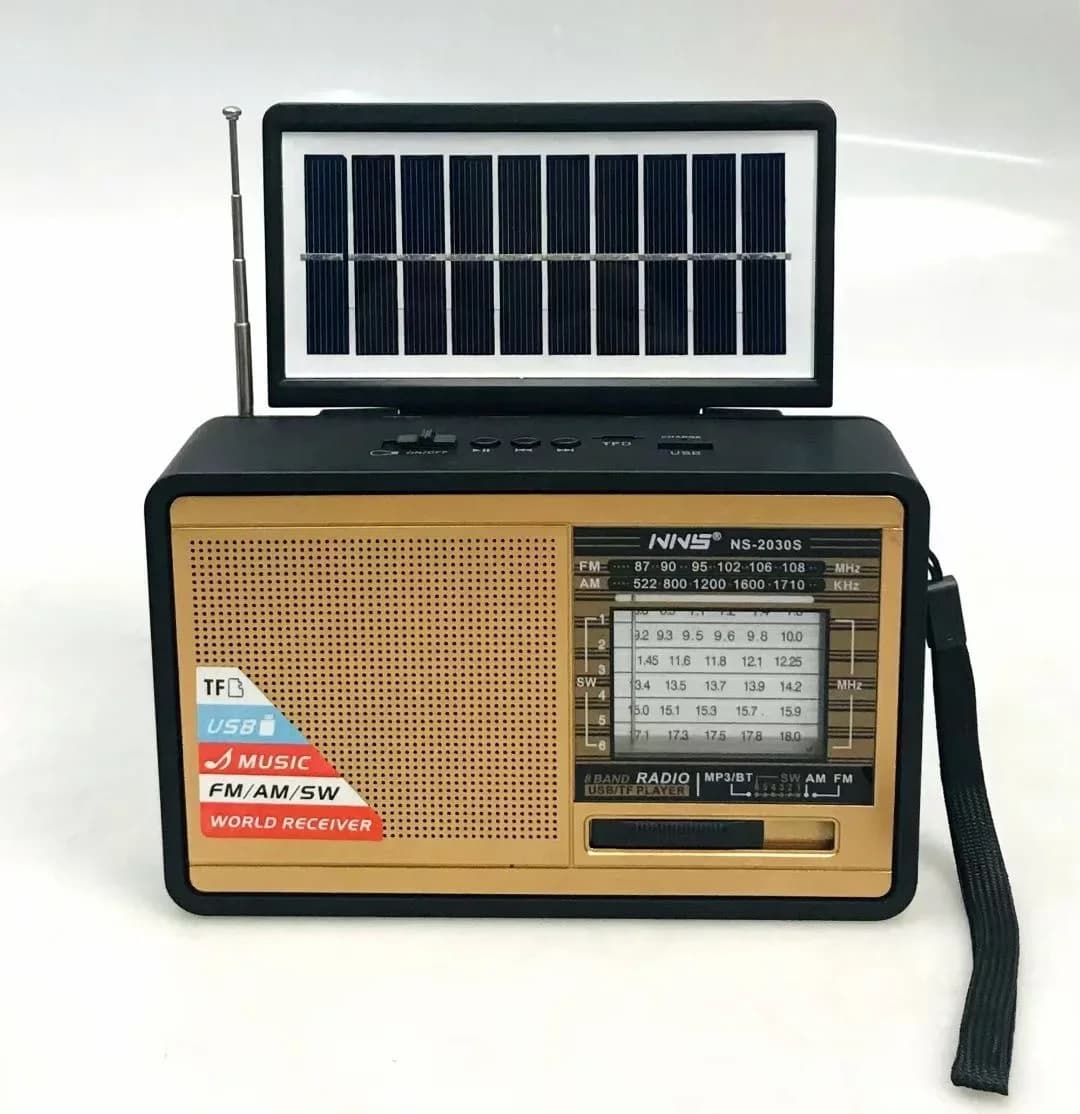 Radio Ricaricabile NNS 2030S FM AM SW con Altoparlante Bluetooth, Lettore Mp3 USB SD TF, con Pannello Solare e Luce