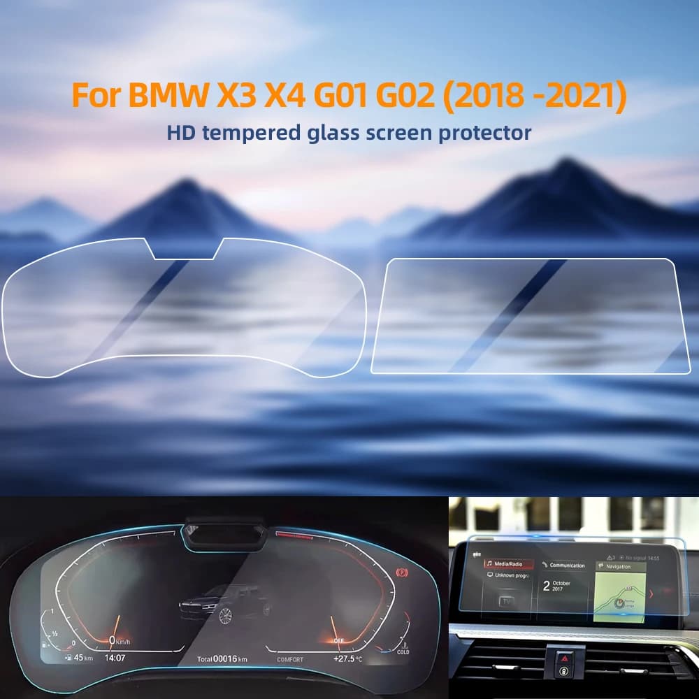 Pellicola Protettiva in Vetro Temperato HD per Schermo di Navigazione e Strumentazione BMW X3 X4 G01 G02 2018-21