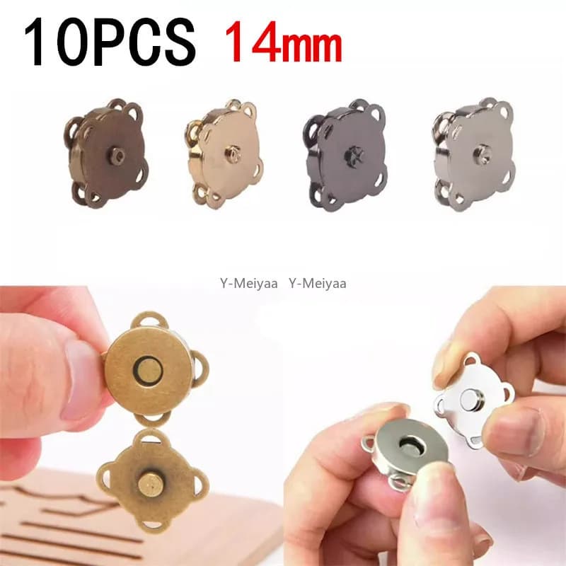 10 pz 14mm Bottone A Pressione Magnetico In Metallo Plum Blossom Cucire sul Bottone Catenacci Elementi di Fissaggio per Borse Borsa Vestiti Accessori FAI DA TE