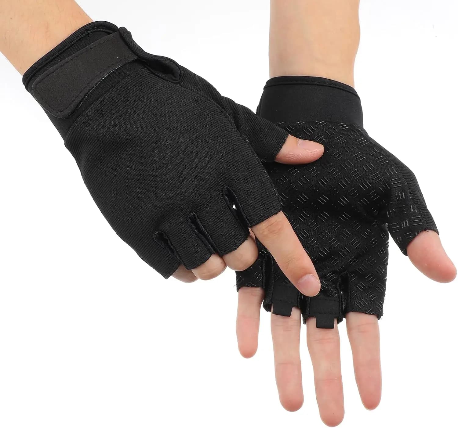 Guanti da Allenamento FingerlWorkout, Guanti da Lavoro Antiscivolo a Mezzo Dito, Leggeri e Traspiranti per Palestra
