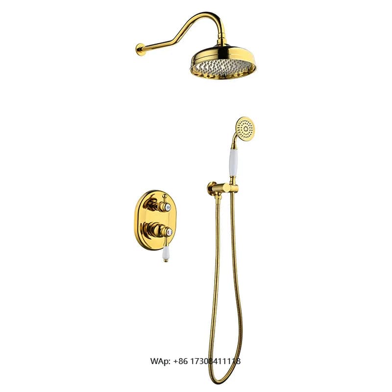 Set Doccia a Incasso Oro Spazzolato in Offerta Speciale, con Miscelatore Acqua Calda e Fredda, Doccetta e Rubinetto per WC