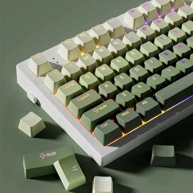 Copritasti retroilluminati RGB con illuminazione superiore Green Grape Copritasti PBT a doppio scatto Profilo Cherry da 130 tasti per interruttori MX Tastiera meccanica da giocatore