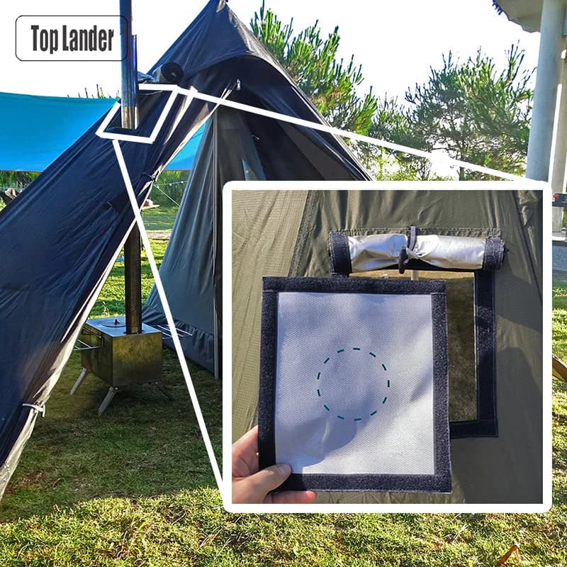 Hot Tent Stufa Jack/Fire Resistant Anti-coating/Tube Firefighting stove vent pipe Protecting ring Winter camping Teepee Types Accessory