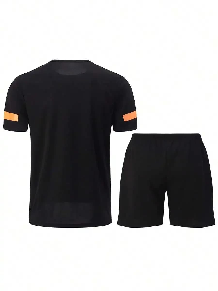 Men Summer Casual Sports 2-Piece Set Round Neck T-Shirt And Shorts