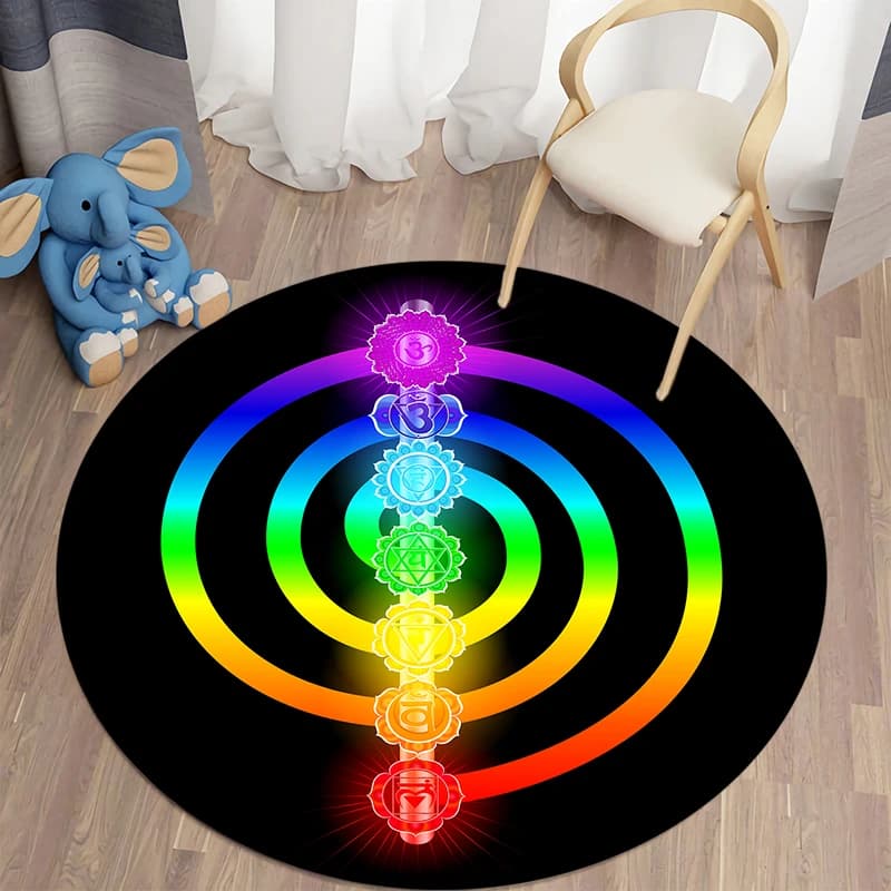 Tappeti Rotondi Stampati Kawaii Misteriosi, Tappetini per Soggiorno Bambini, Tappetini Yoga, Tappetini Antiscivolo per Camera da Letto, Regalo di Capodanno