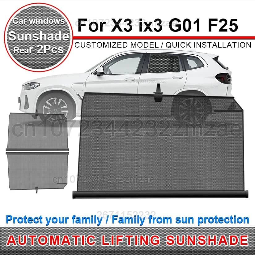 2 pezzi scudo termico per BMW X3 F25 G01 ix3 2023-2024 lato posteriore parabrezza parasole personalizzato adatto auto parasole parti di protezione UV