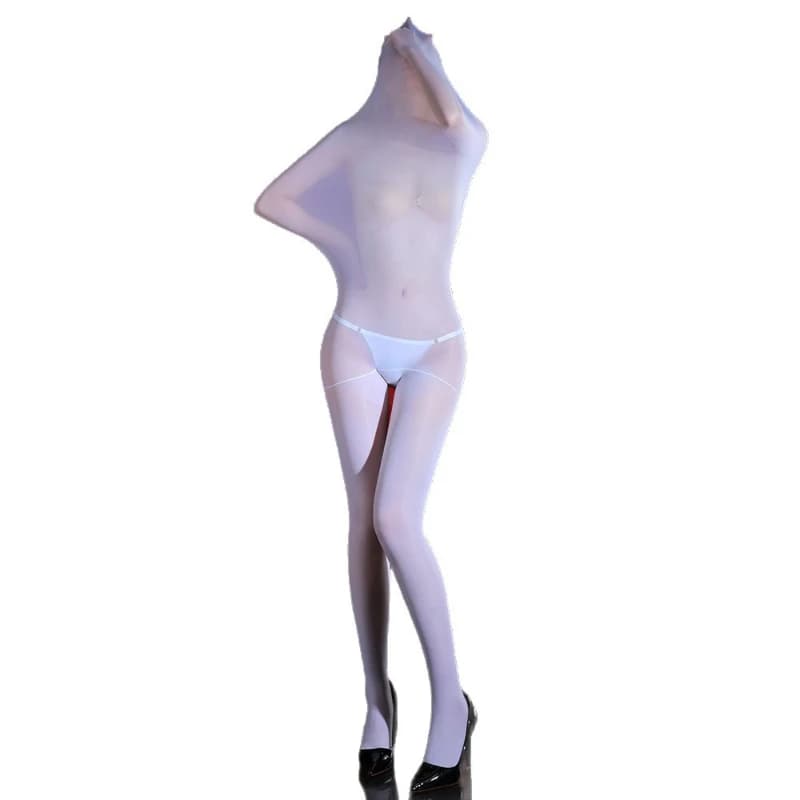 Women Sexy Sleeping Bag 5d Ultra-Thin Seamless Crotch Large Size Oil Shiny Jumpsuit High Neck Wrapped Head Full Body Stockings
