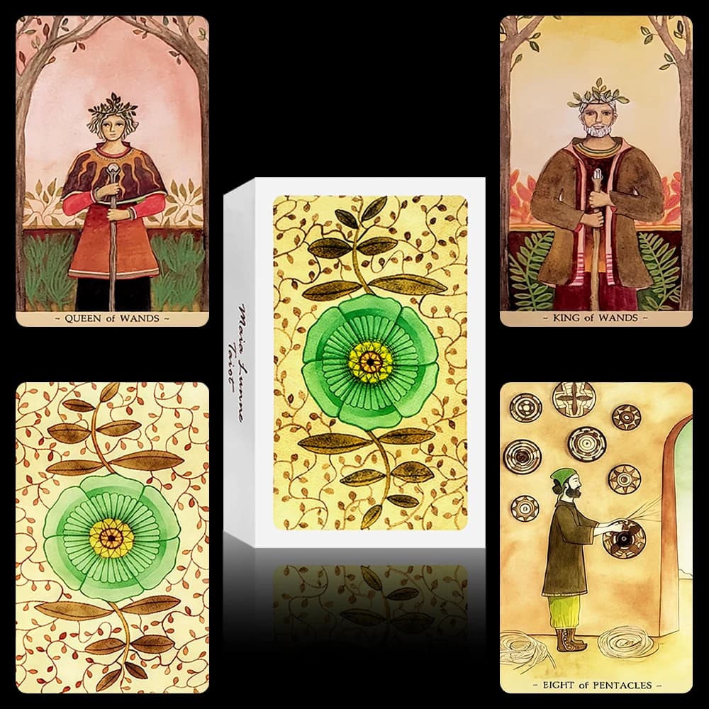 78 Carte dei Tarocchi Mara Lunne 10.3x6cm, Design Floreale sul Retro, Arte Botanica, Carte Divinatorie, Mazzo Oracolo di Grado Collezionista