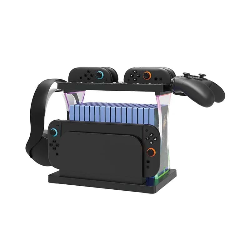 For console organizer Switch2 with RGB light for controller charger NS2 Headphone Hook Game Accessories to store gaming cards