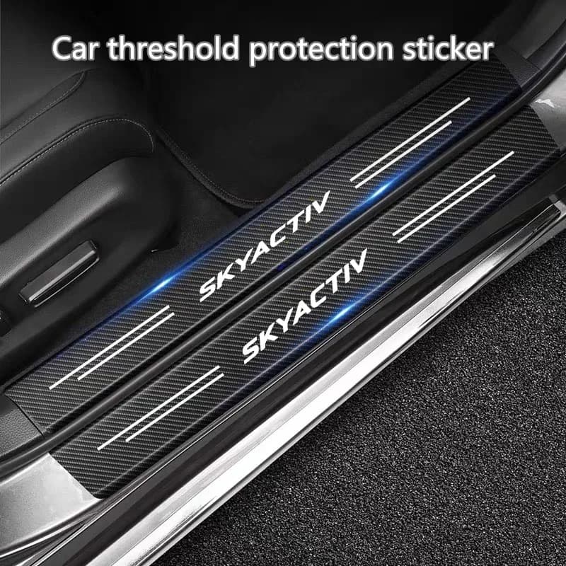 Pellicola protettiva per soglia auto in fibra di carbonio, adesivo impermeabile per auto, per Mazda Skyactiv Technology Logo 3 6 CX 5 CX3