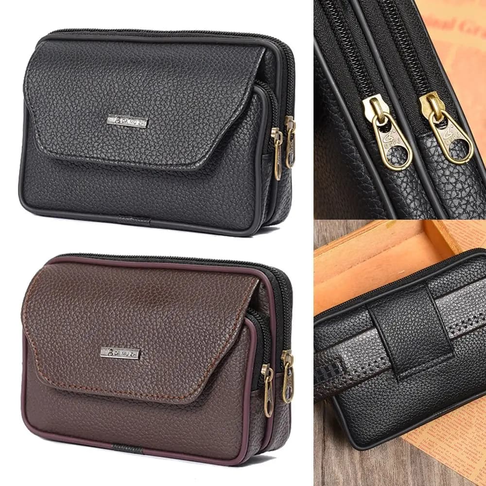 Marsupio Casual in Pelle PU per Uomo, Borsa da Viaggio Sportiva per Telefono, Impermeabile e Comoda