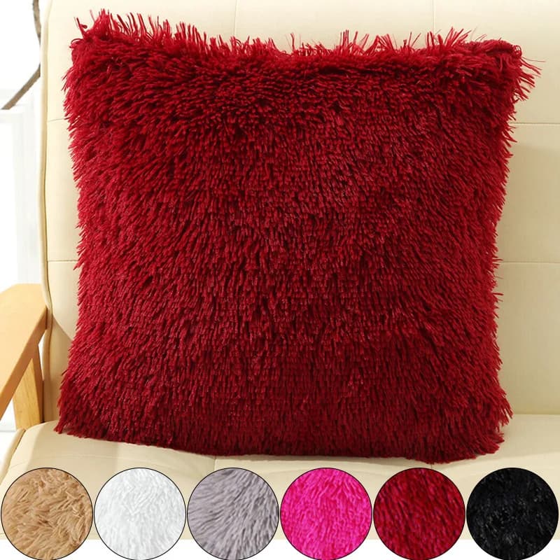 1 pezzo di pelliccia sintetica super morbida peluche rettangolare federa per divano/letto/soggiorno con chiusura a cerniera