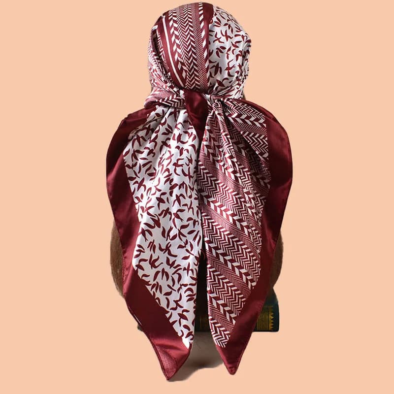 Foulard in Seta Twill 90*90cm per Donna, Hijab Quadrato, Sciarpa Elegante con Motivi Floreali per Estate e Autunno