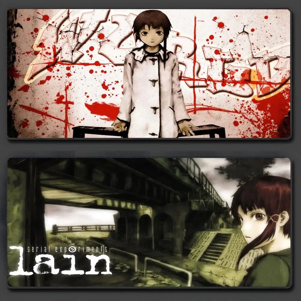 Anime S-serial Experiments Lain Mouse Pad Large Anti-Slip Rubber Gaming MousePad Durable Desk Pad Thick Seam Edge Suitable For O