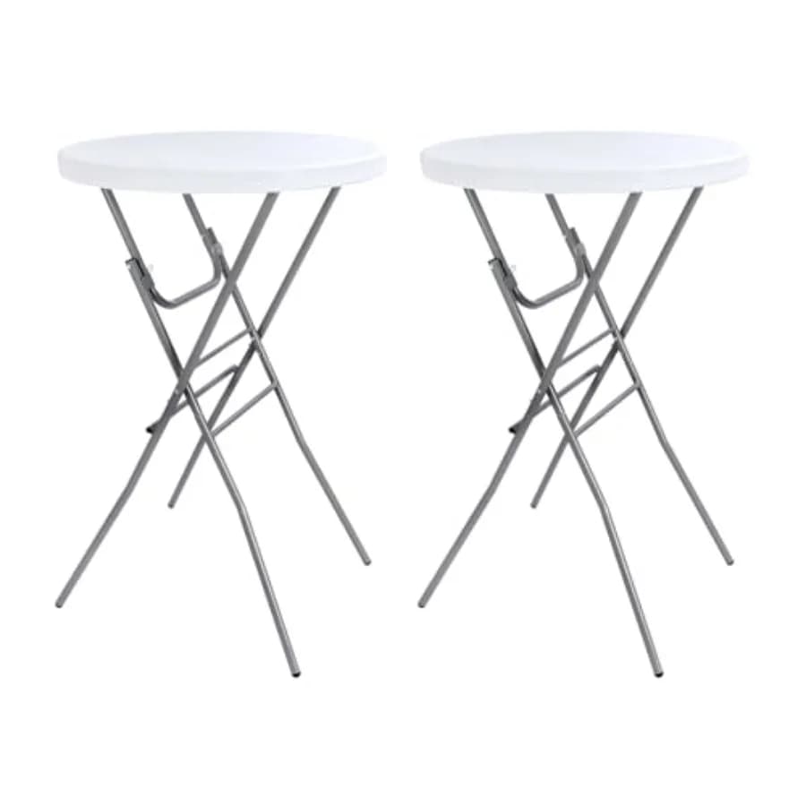 Tavolo da Cocktail Pieghevole Rotondo Alto 28 Pollici per Interni ed Esterni con Gambe Rimovibili, Tavolo Bistrot Pieghevole per Feste
