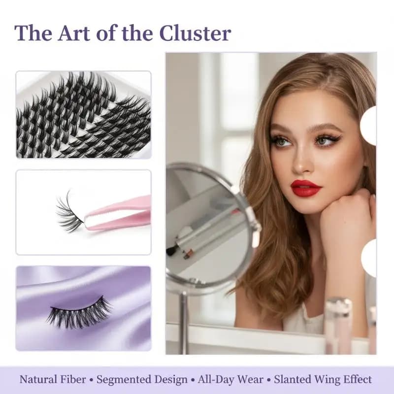 Ciglia Finte a Ciuffetti con Effetto 3D, Voluminose, Multipack per Servizi Fotografici e Sfilate di Moda