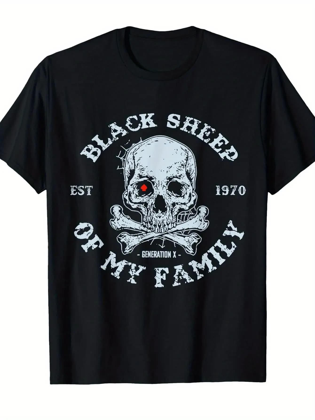 Men's Gen X (1970) T-shirt with "The Black Sheep in My Family" print Generation X design a retro style suitable for all seasons