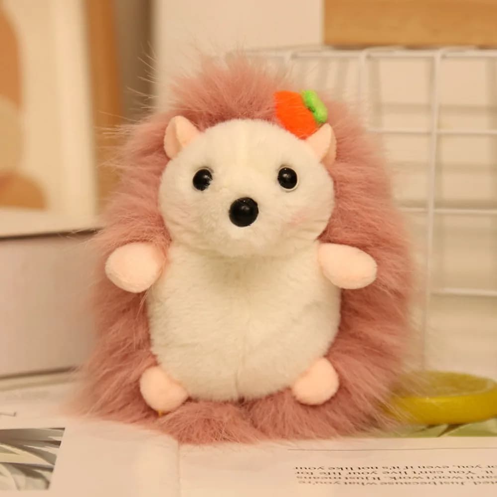Portachiavi con Peluche di Riccio in Cotone PP, Ciondolo Realistico di Riccio Imbottito, Giocattolo Kawaii di Riccio in Peluche da 14 cm