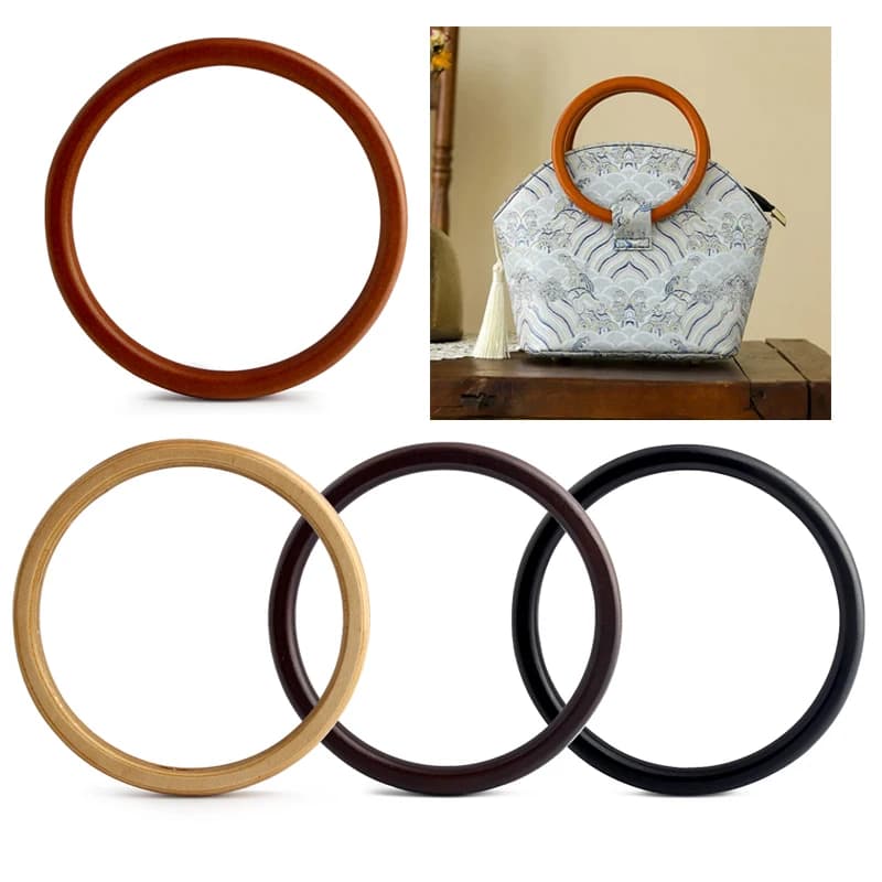 2 pezzi 11,5 cm manico piatto rotondo in legno a forma di O borsa a tracolla in legno borsa in tessuto portafoglio telaio cucito fai da te accessori artigianali