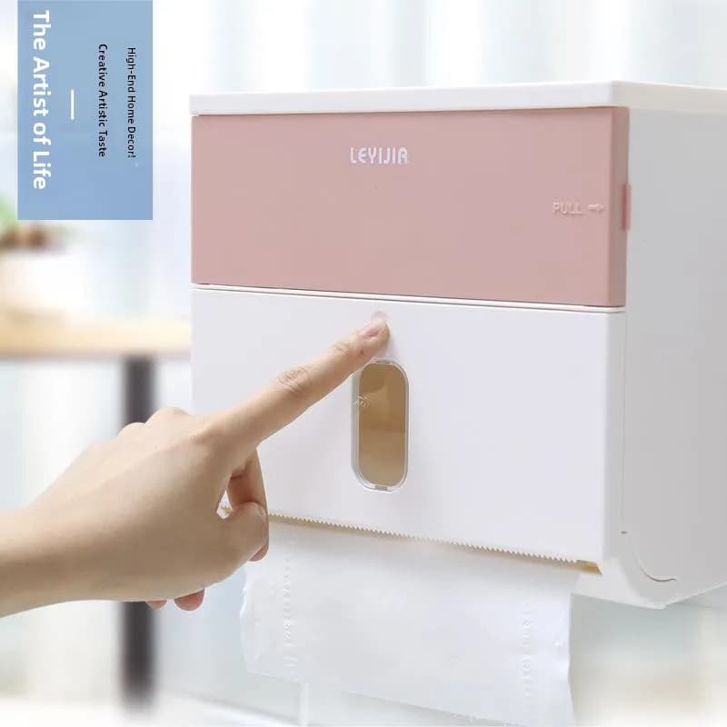 Double Layer Tissue Box Holder Bathroom Toilet Paper Rack Multi Tube Waterproof No Drilling Creative Pull out Tissue Box
