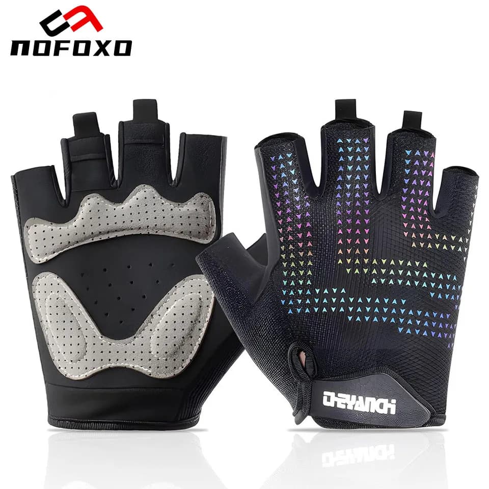 NOFOXO wear-resistant shockproof bicycle gloves, outdoor sports, fitness, breathable, half fingers, gym, anti-slip, men's and women's gloves