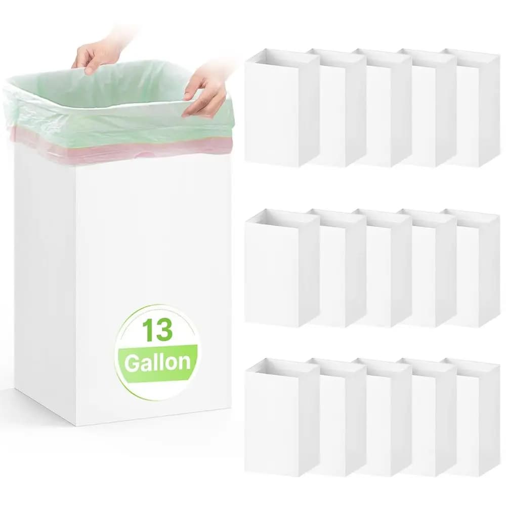 Disposable Trash Cans, 16 Pack, 13 Gallon Cardboard Trash Can for Parties & Events, Thick Collapsible Garbage Can for Camping -