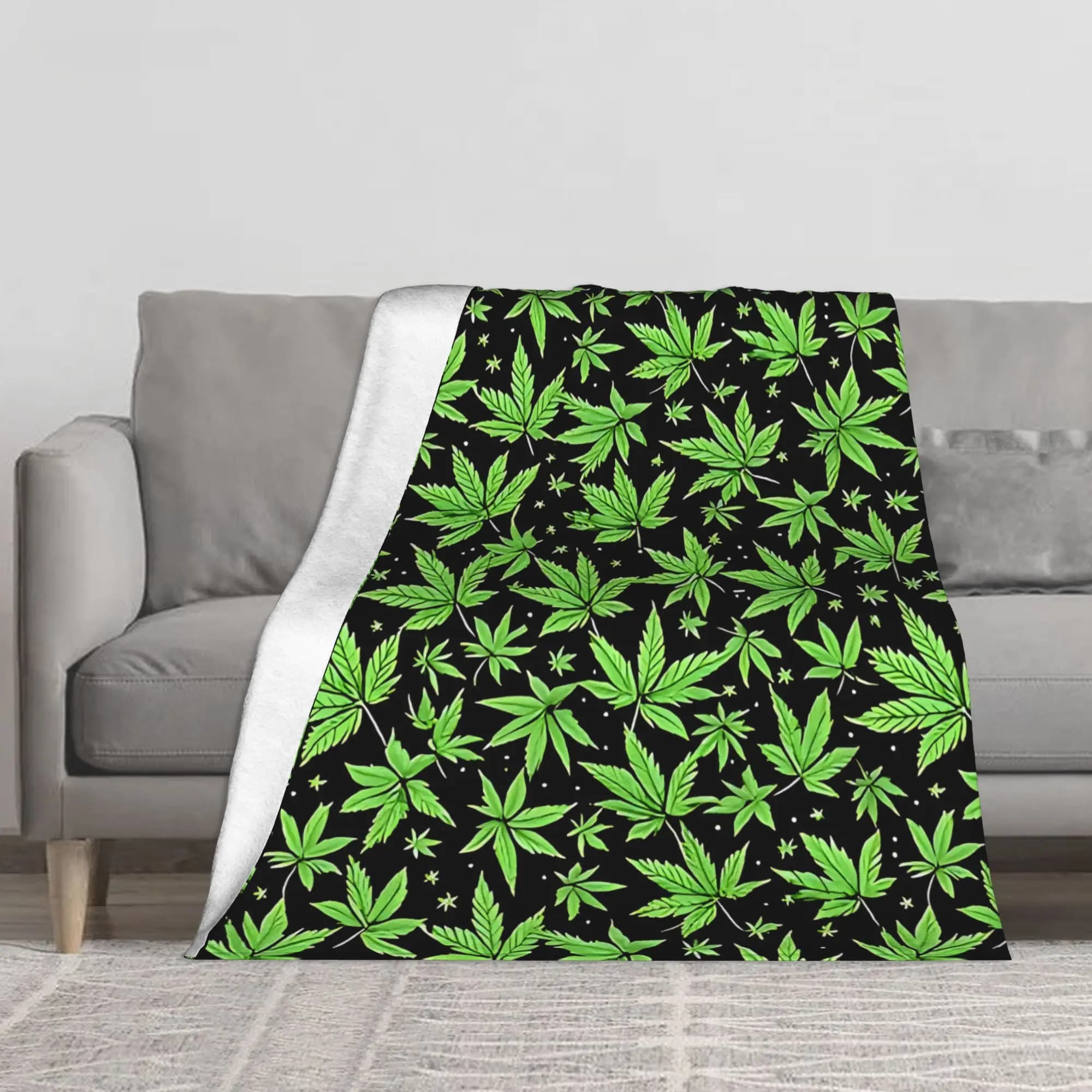 1PC Cannabis Hemp Leaves Decor Blanket Throw Super Cosy Plush Living Room Sofa