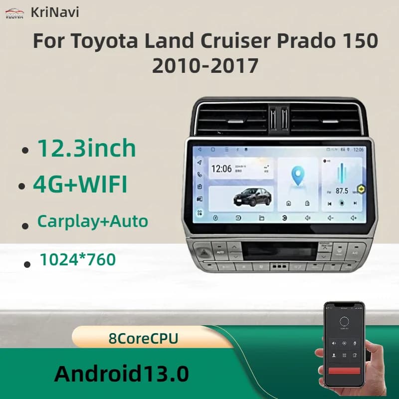 Android 13 Auto Touch Screen Car Radio DVD Player For Toyota Land Cruiser Prado 150 2010-217