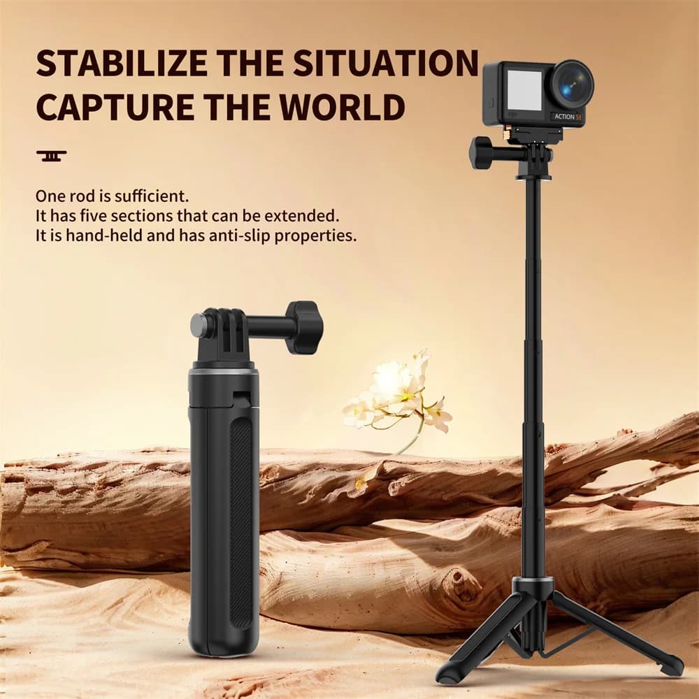 Mini treppiede monopiede treppiede pieghevole allungabile per Go3/3s, Insta360 X4/X3/X2, Pocket 3, ACTION ACE Pro, serie ONE, action camera