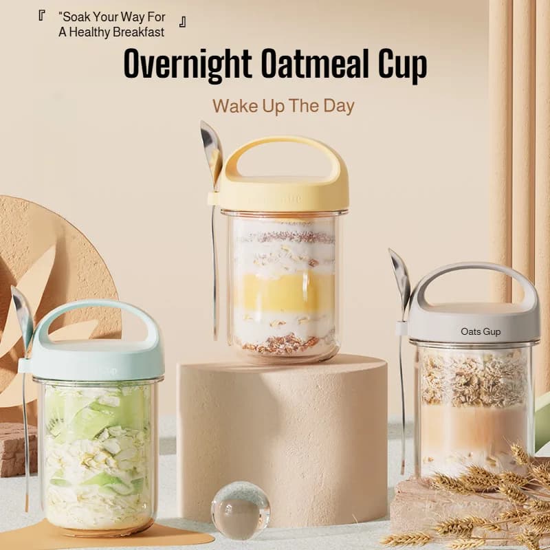 Portable Breakfast Cup Safe Leak-proof Fitness Meal Prep Container for Weight Loss On-the-go Healthy Diet