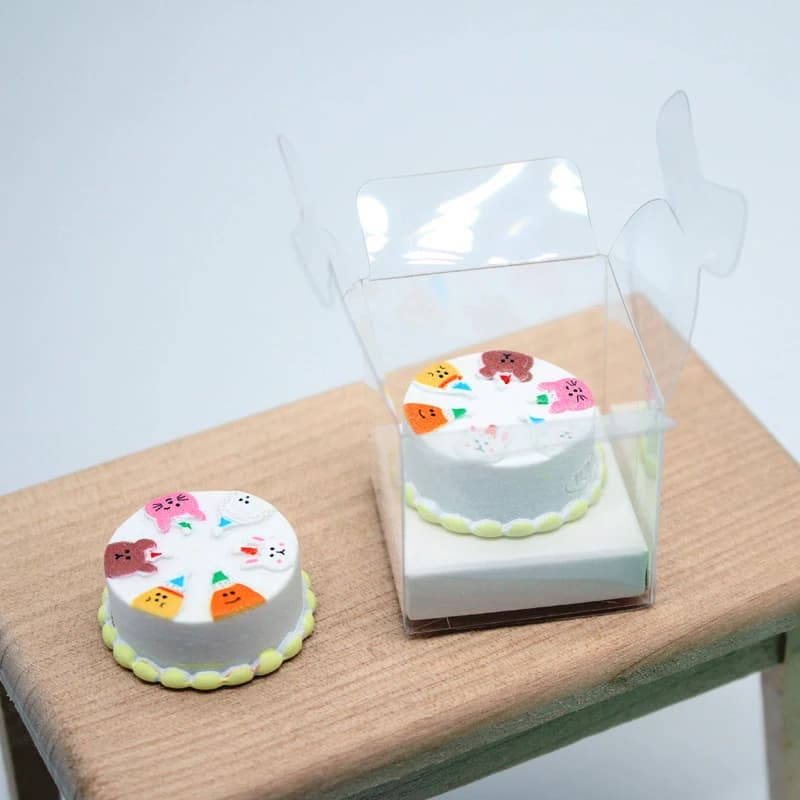1/12 torta del fumetto della casa delle bambole con scatola trasparente modello casa delle bambole Mini simulazione decorazione del Dessert casa delle bambole accessori alimentari