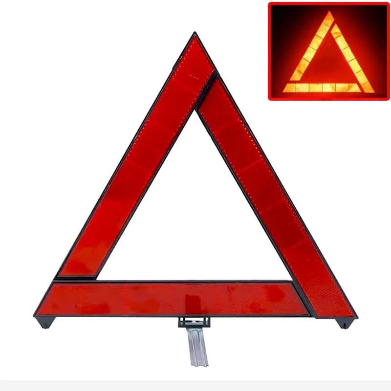 Foldable Car Emergency Warning Triangle, Red Reflective Breakdown Safety Hazard Stop Sign, Auto Roadside Breakdown Tripod