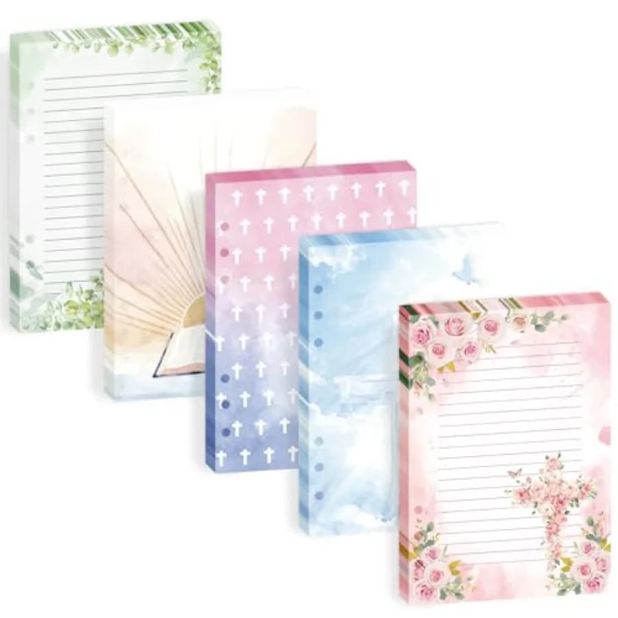 100 Sheets A5 Refills Paper for Planner Insert Binder, 120GSM Thick Cross Christian Notebook Filler, Religious 6 Hole Loose Lea
