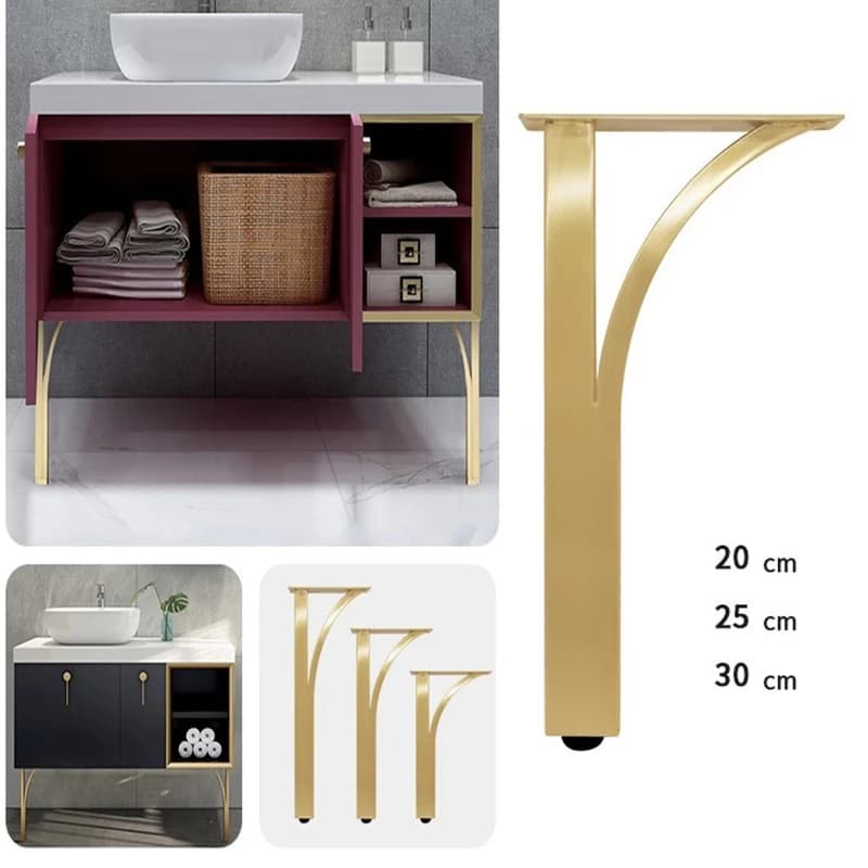 Gambe per mobili regolabili da 4 pezzi, piedini di supporto per gambe per armadietti da bagno in acciaio inossidabile Piedini per staffa per gambe per armadietti da bagno in metallo