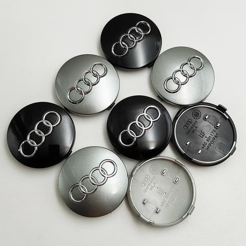 4 pieces 60 mm black grey car styling badge center wheel cover caps for rims for Audi Emblem 4B 0601170 A1 A3 A4 A5 A6 Car accessories