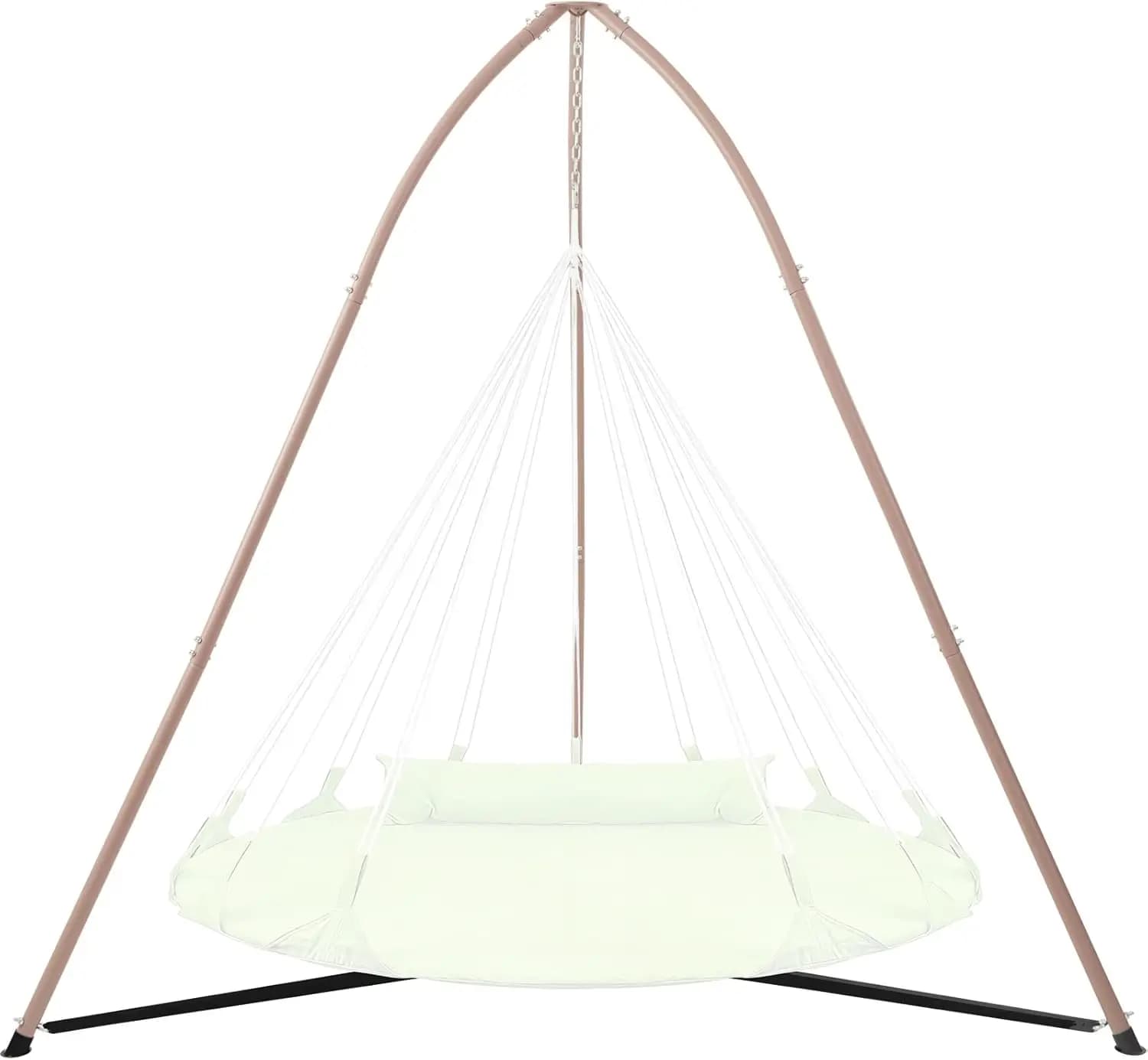 Heavy-Duty Tripod Hammock Chair Stand for Indoor & Outdoor, Height Adjustable Triangular Design, Multi-Use Stand Only, 330 lbs Capacity, Easy Assembly - Brown
