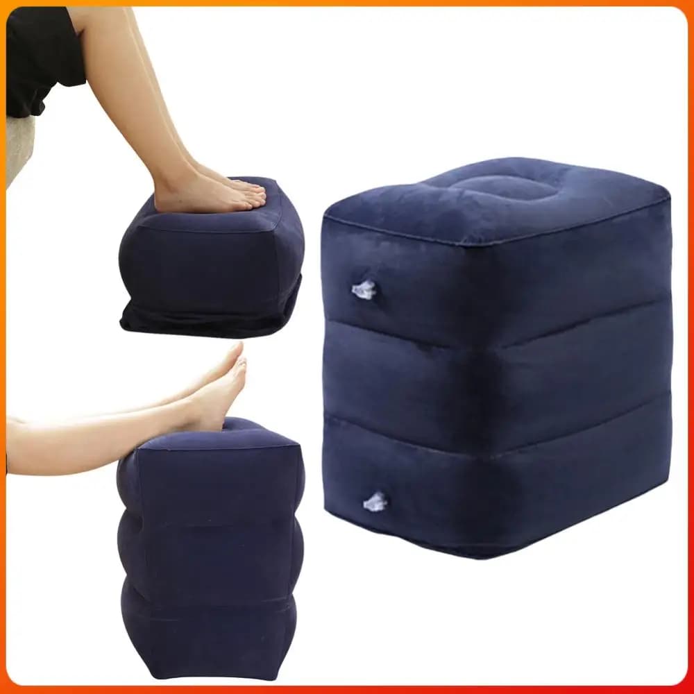 Cuscino Gonfiabile Poggiapiedi per Bambini/Adulti, Regolabile a 3 Livelli di Altezza, Cuscino da Viaggio per Ufficio, Aereo, Treno, Auto, Casa