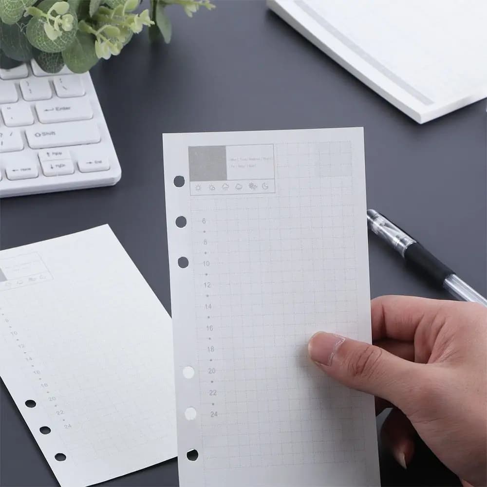 Ricambi per Quaderni e Agende: Fogli Interni a Punti e Righe, Formato A5, A6, A7, per Rilegatura a Spirale